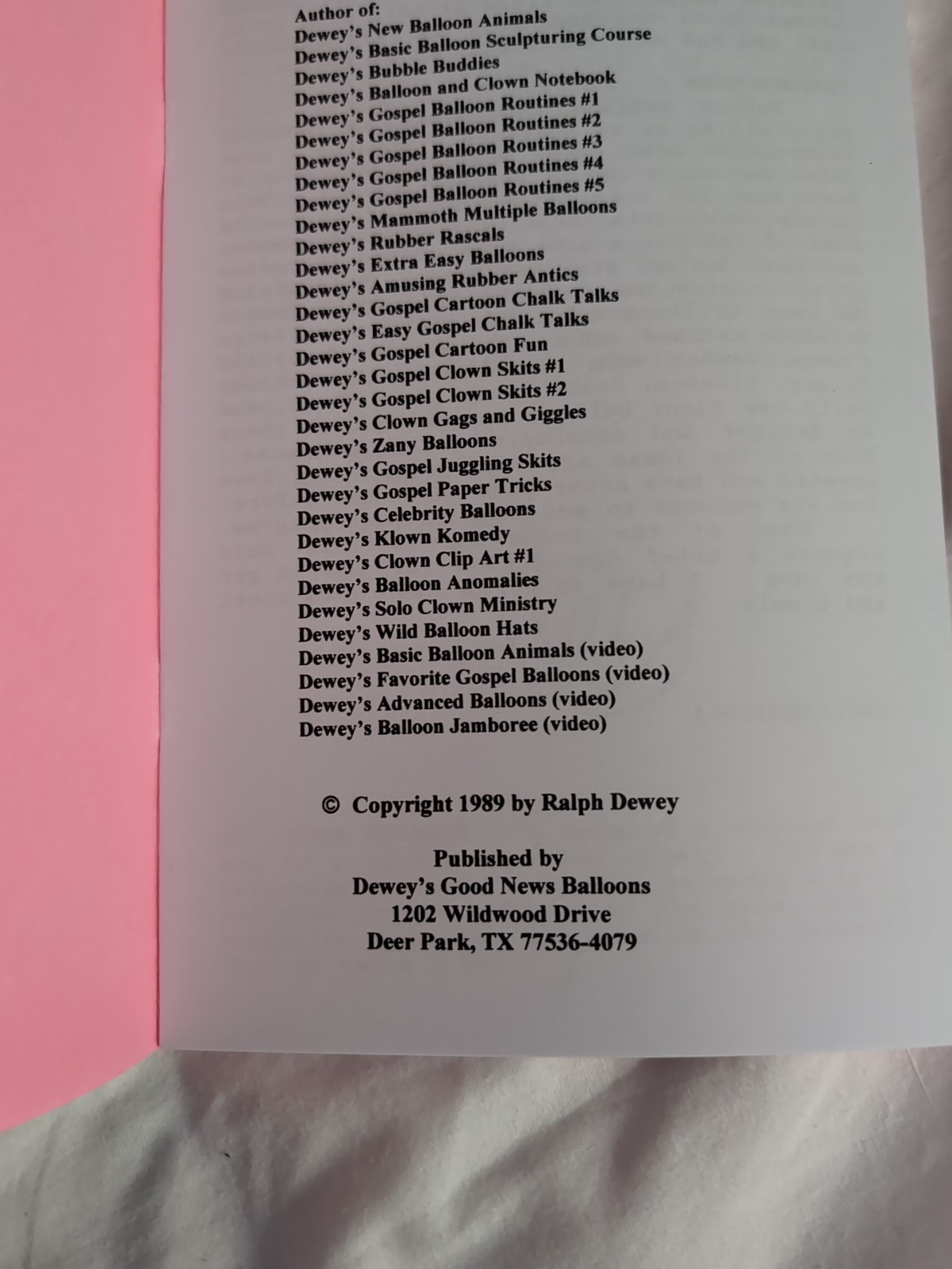 Dewey's Amusing Rubber Antics Book