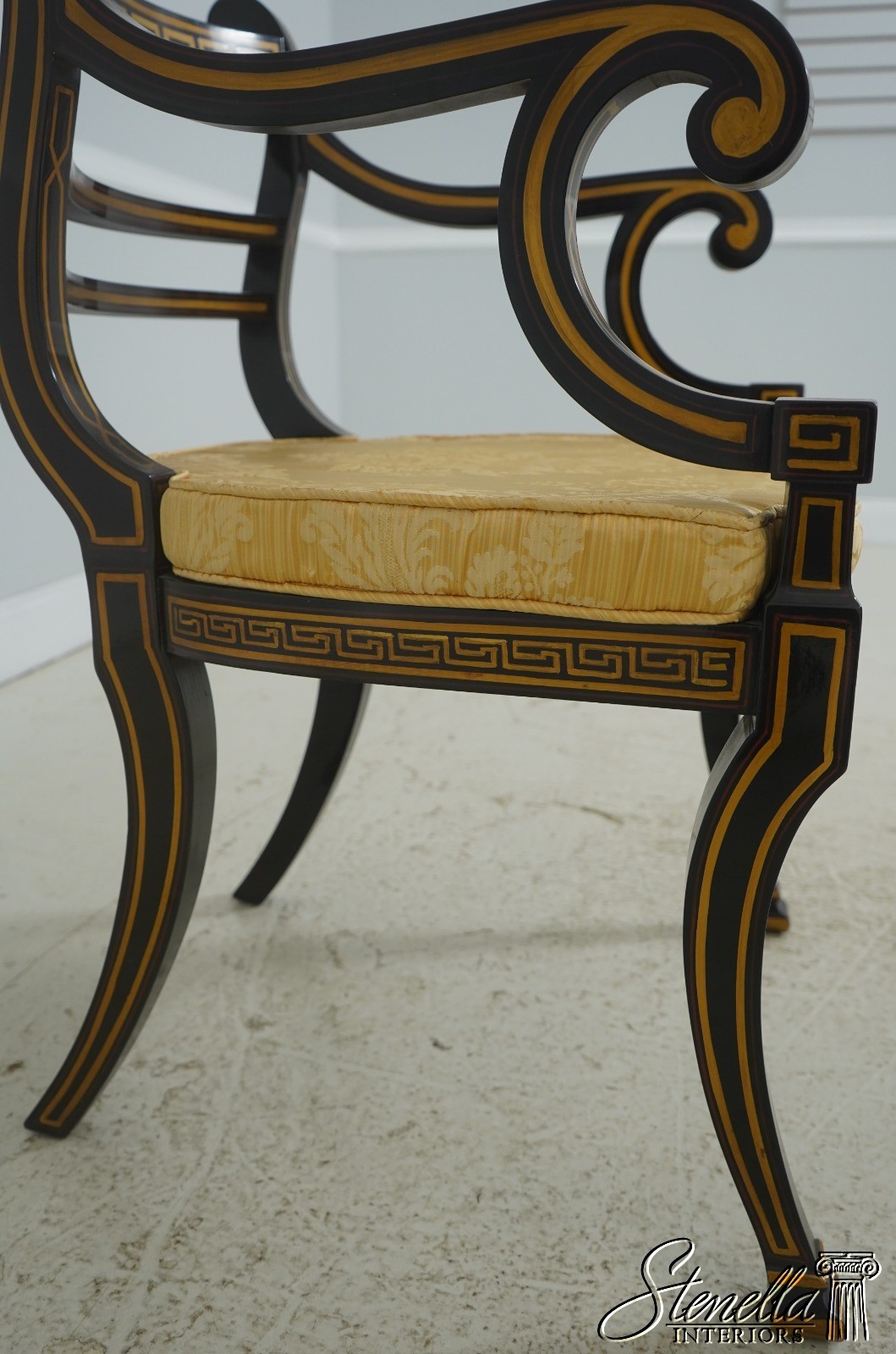 71773: Quality Regency Style Black & Gold Finish Chair