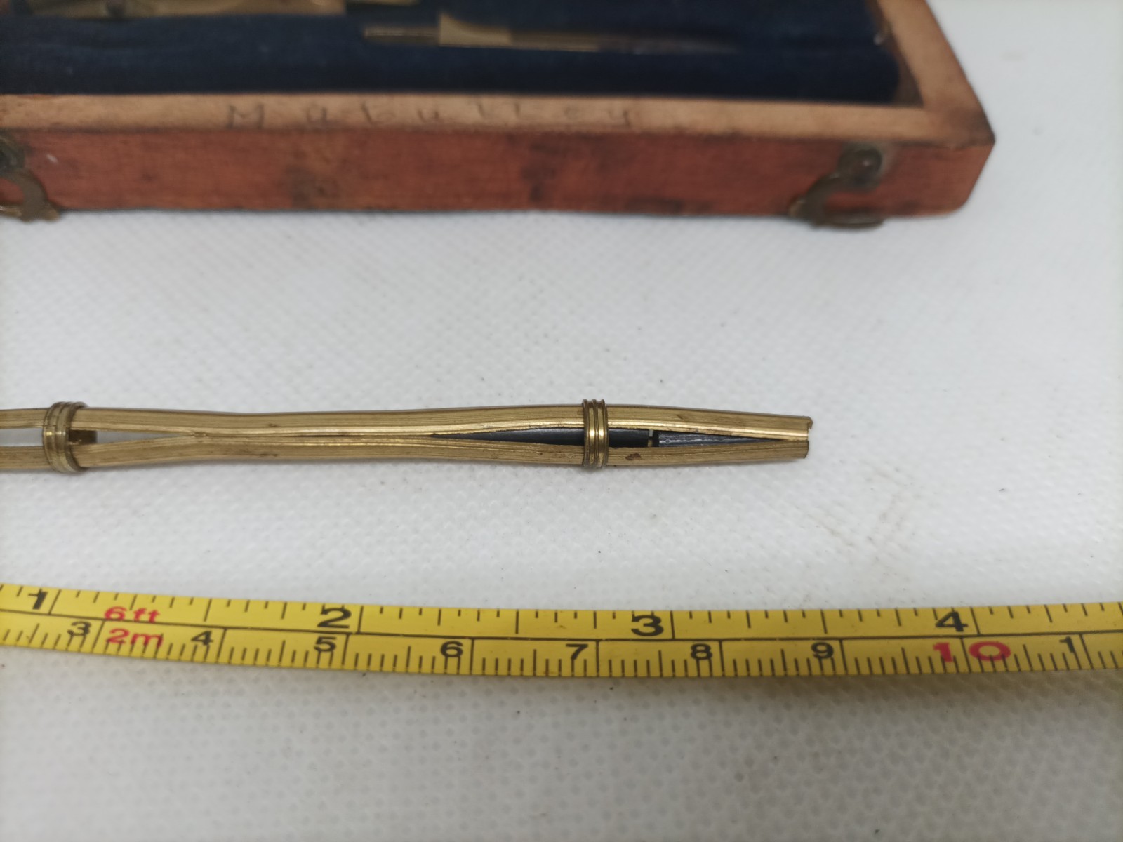 Vintage Wooden Boxed Drawing Instruments Draughtsman's Compass ?