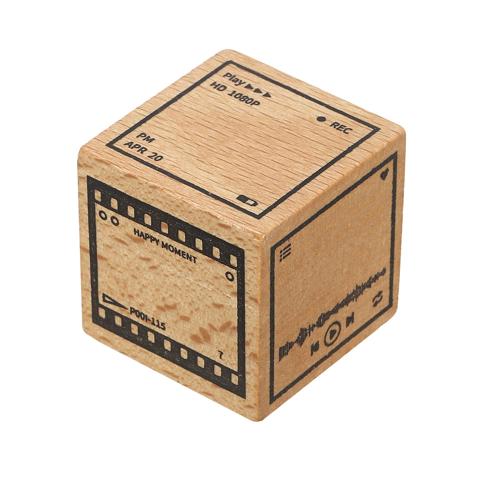 1"x1"x1" Three-in-one Wooden Rubber Stamp Decorative for DIY Craft(Film Routine)