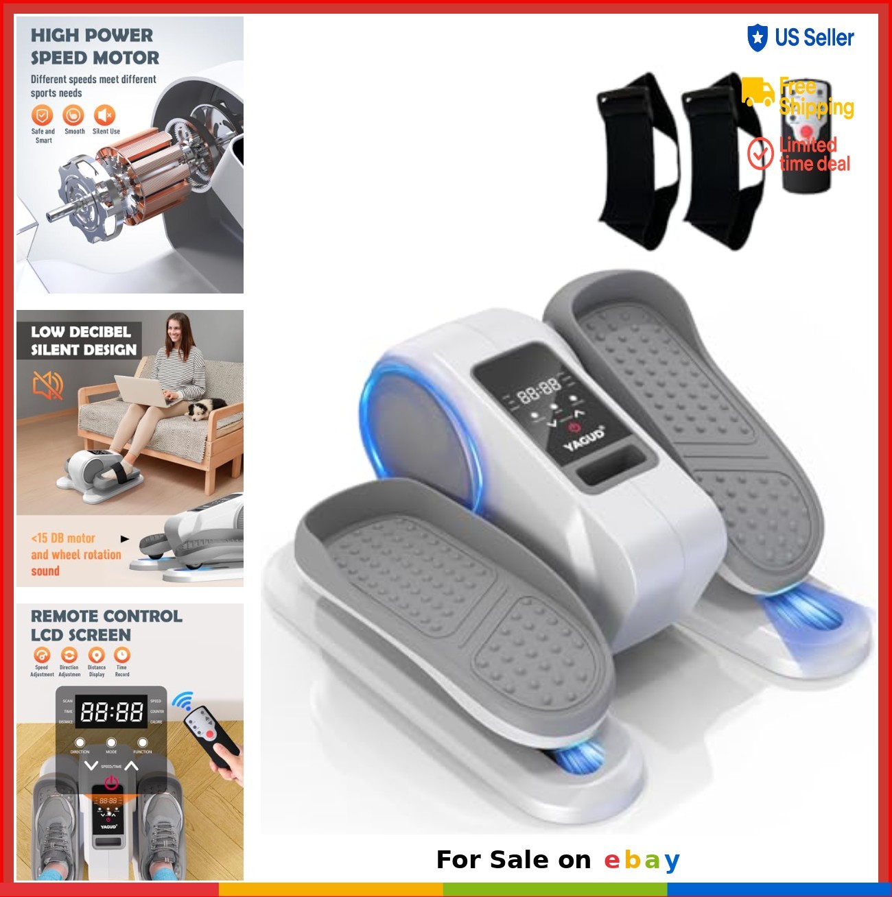 Under Desk Elliptical Machine 13 Speeds Remote Control LCD Monitor Quiet Senior