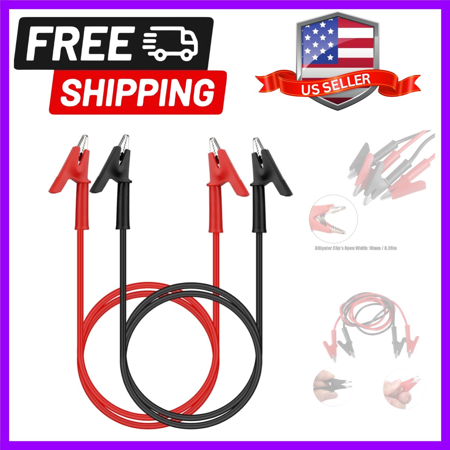 Versatile Electrical  Leads - 2pcs Alligator Clips with Anti-Slip Handles