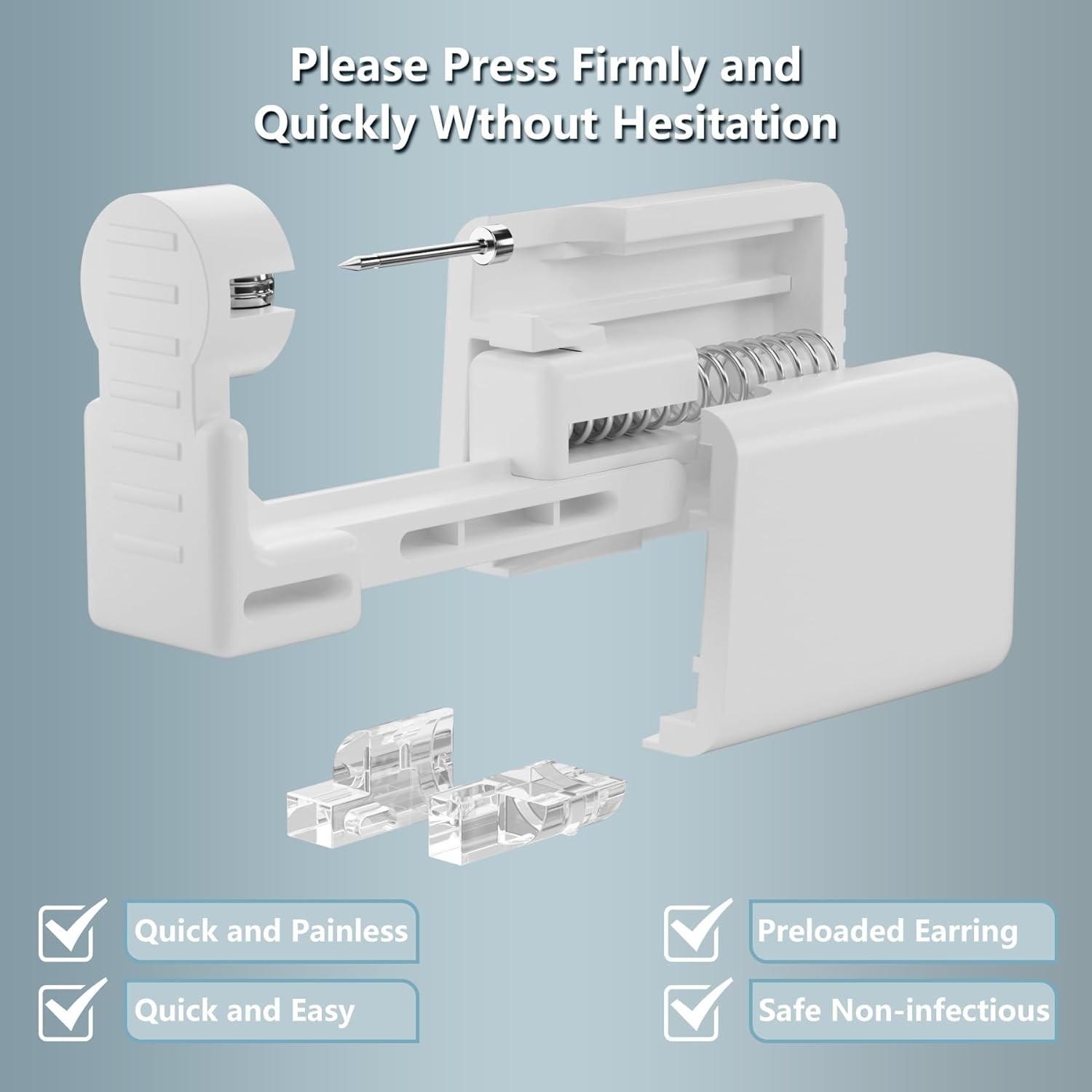 Ear Piercing Kit, Anzero 2 Pcs Disposable Gun with Preloaded 5mm