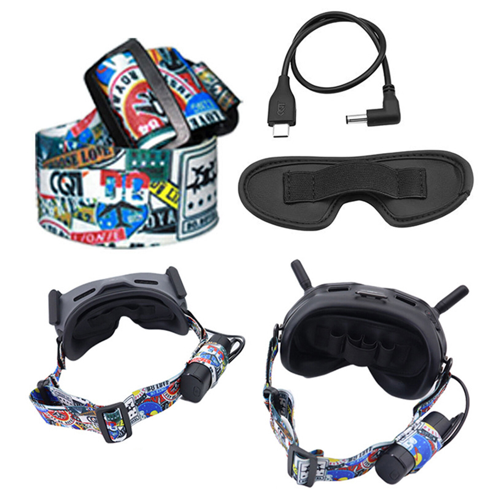 For DJI AVATA FPV Goggles 2 Flying Glasses Headband Power Cable Accessories