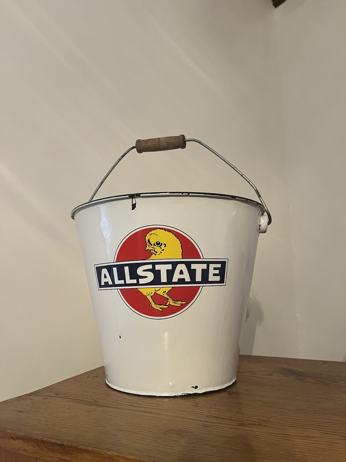 Allstate Metal Bucket/Pail With Baby Chick On It W/Handle