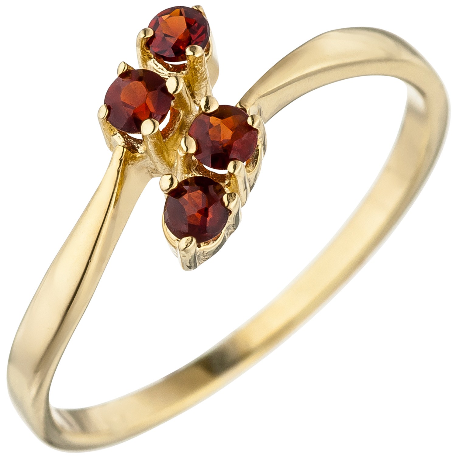 Jobo ladies' ring 375 gold yellow gold 4 garnets red gold ring garnet ring RW: 58