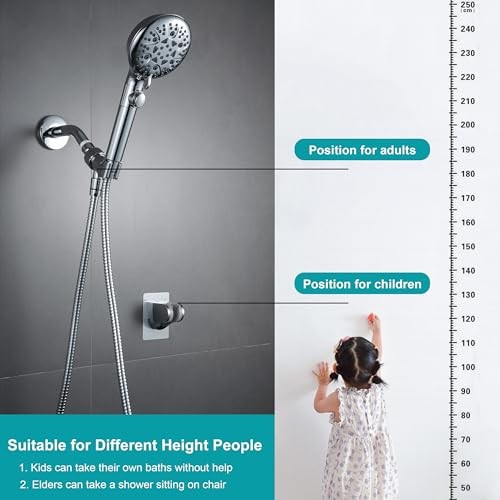 GwernKB Handheld Shower Head with On Off Switch 8-Mode High Pressure Silver