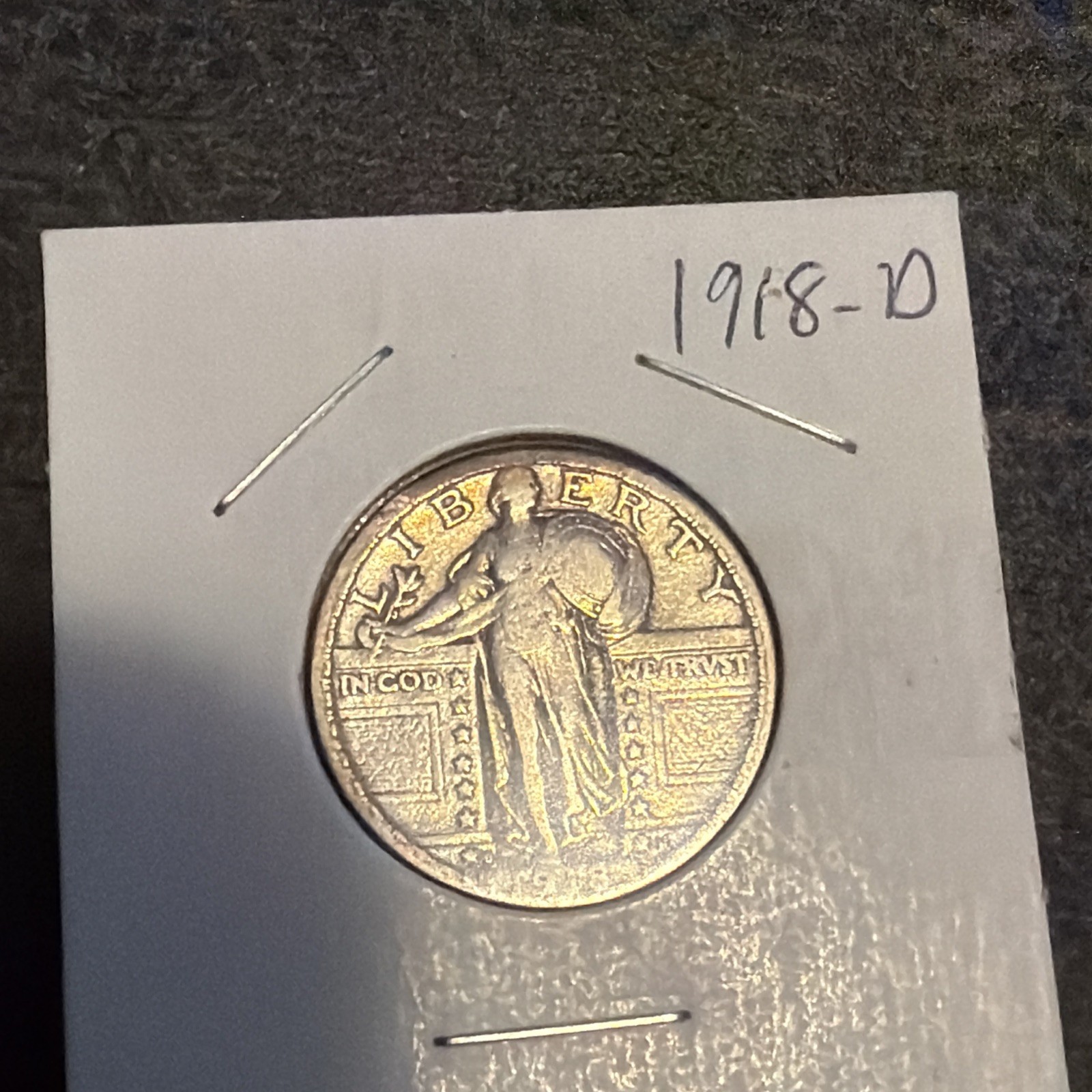 1918d vf/xf 90% silver Standing liberty Quarter