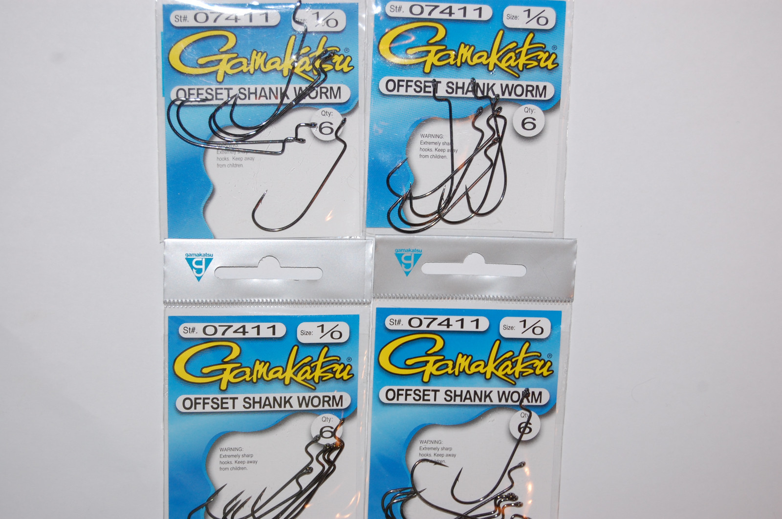 10 packs gamakatsu 1/0 offset shank worm hook 07411 soft plastic 6 per pack