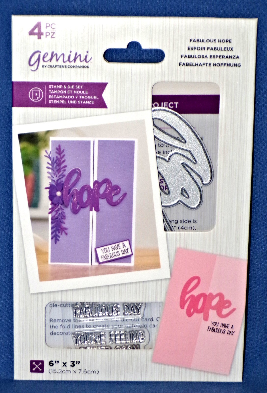 Gemini Fabulous Hope Die & Stamps 4 pc Set by Crafters Companion New Free Ship