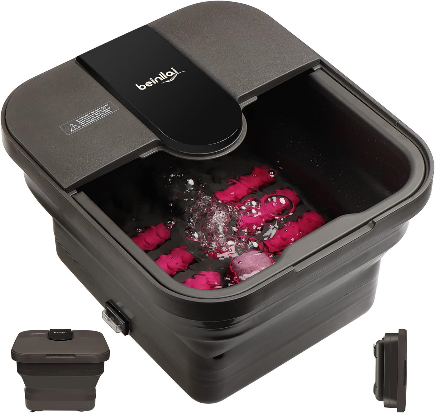 Beinilai Collapsible Pedicure Foot Spa with Heat and Massage and Bubble Soak Tub