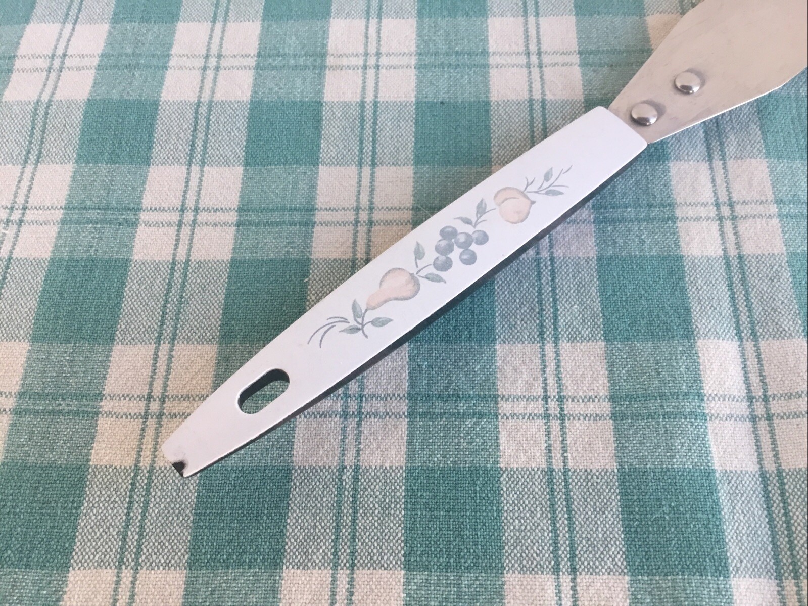 Vtg Spreader narrow Spatula Stainless Steel spreader Fruit Pattern handle NICE
