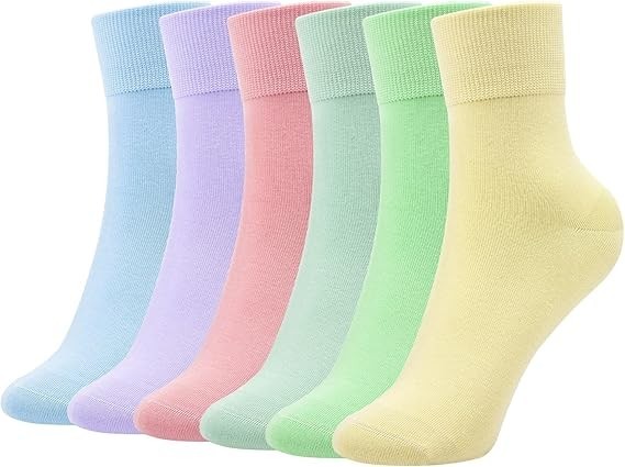 6 Pairs Thin Ankle Socks for Women, Womens Cotton Casual Dress Crew Lightweight