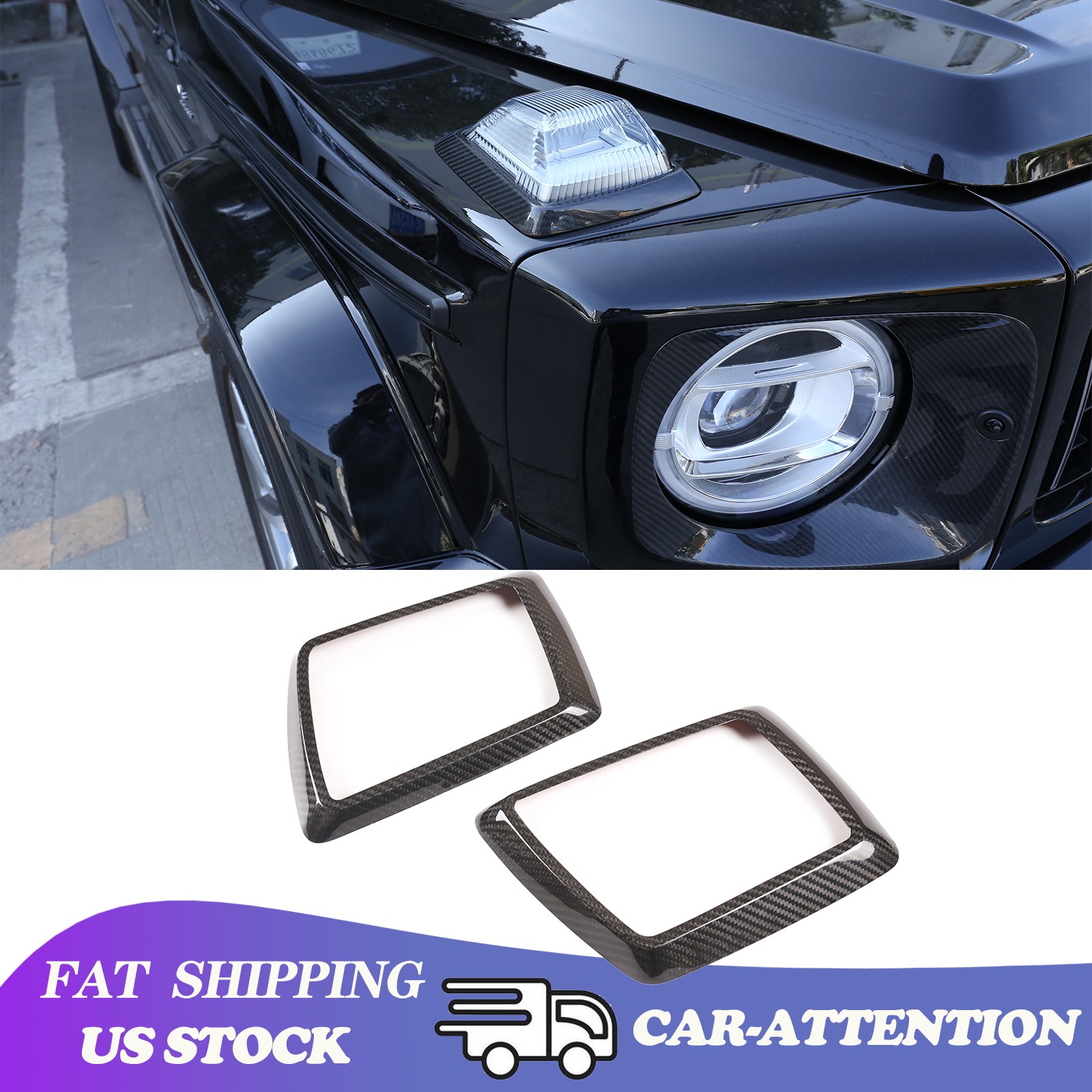 Carbon Front Hood Corner Turn Signal Light Cover For Benz G Class W463 G500 19+