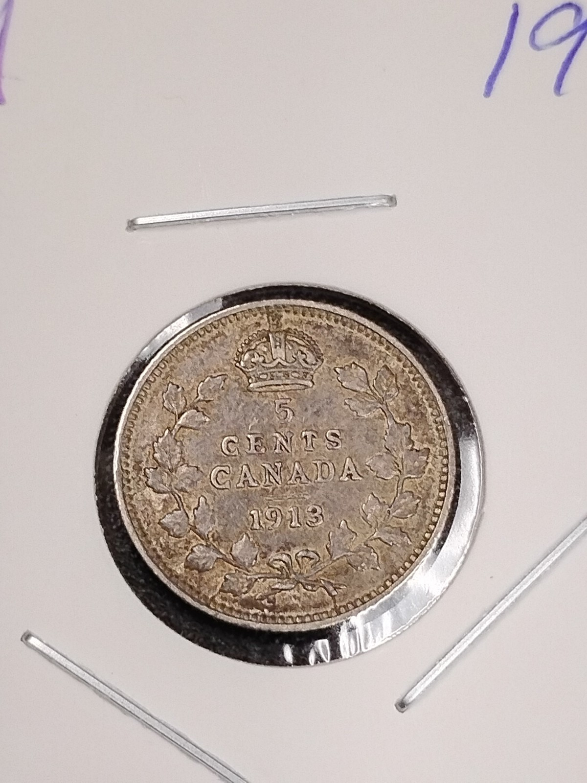 1913 Canada Silver (.925) 5 Cents - Canadian Coin Xf #2
