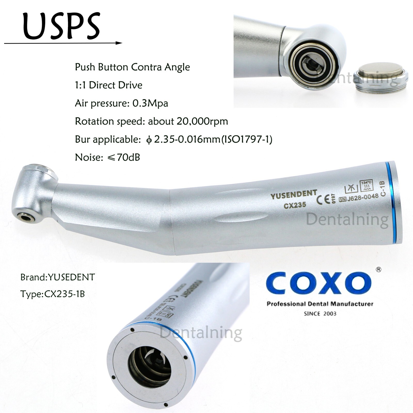 US COXO YUSENDENT Dental Handpiece Inner Water 1:1 Low Speed Contra Angle
