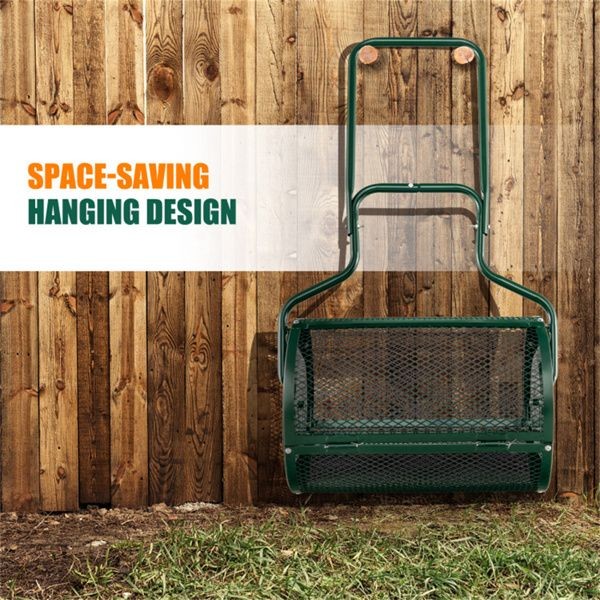 24-Inch Metal Mesh Compost Spreader 2.7 Cu.ft Large Capacity, Heavy-Duty Rust