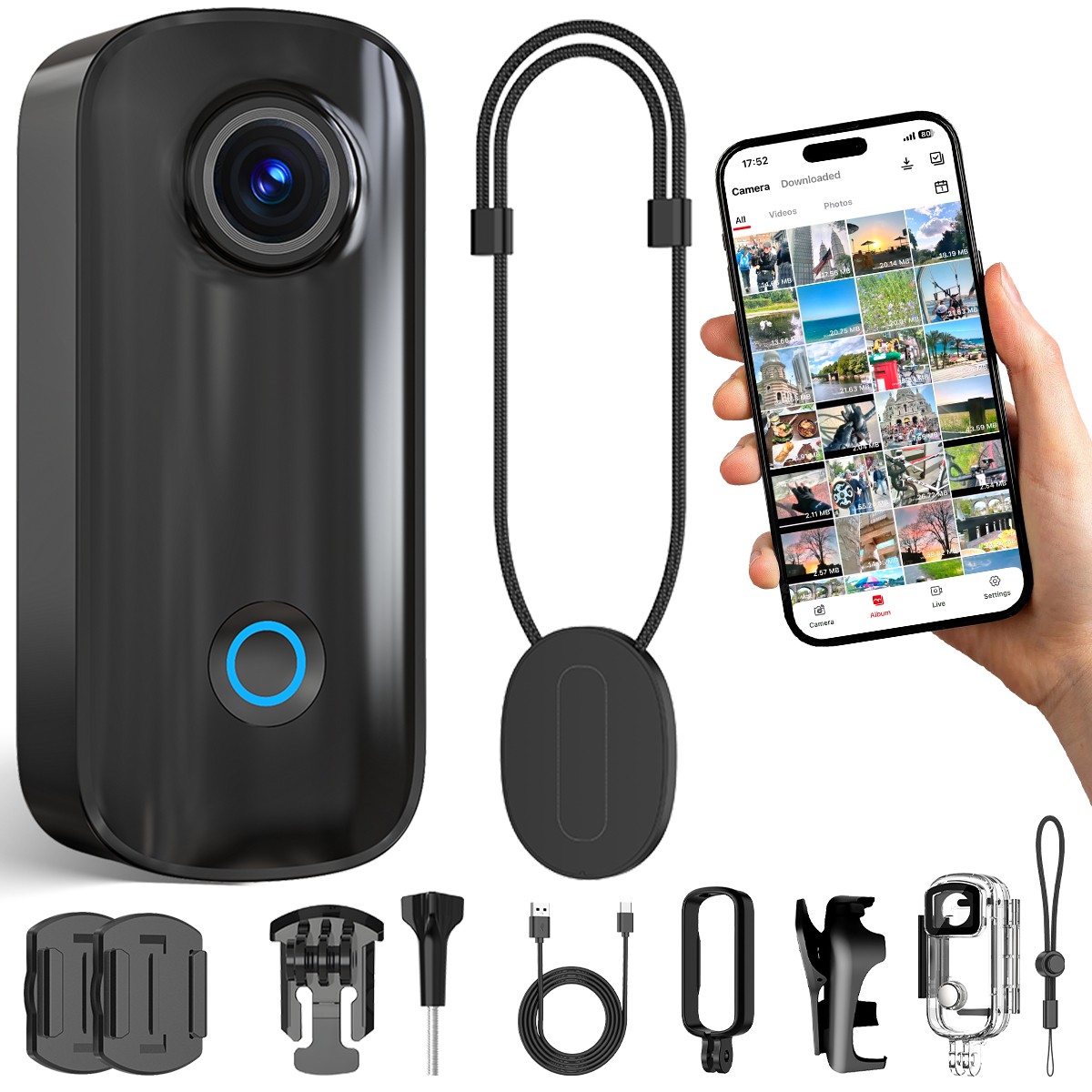 SJCAM C100+ 4K Mini Body Camera Wearable Magnetic Action Vlog Camera Hand-Free