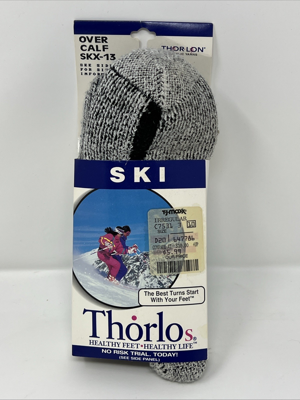 Vintage Thorlo SKX-13 Ski Socks Medium Weight USA 10-13 Dupont Thermax Black NOS
