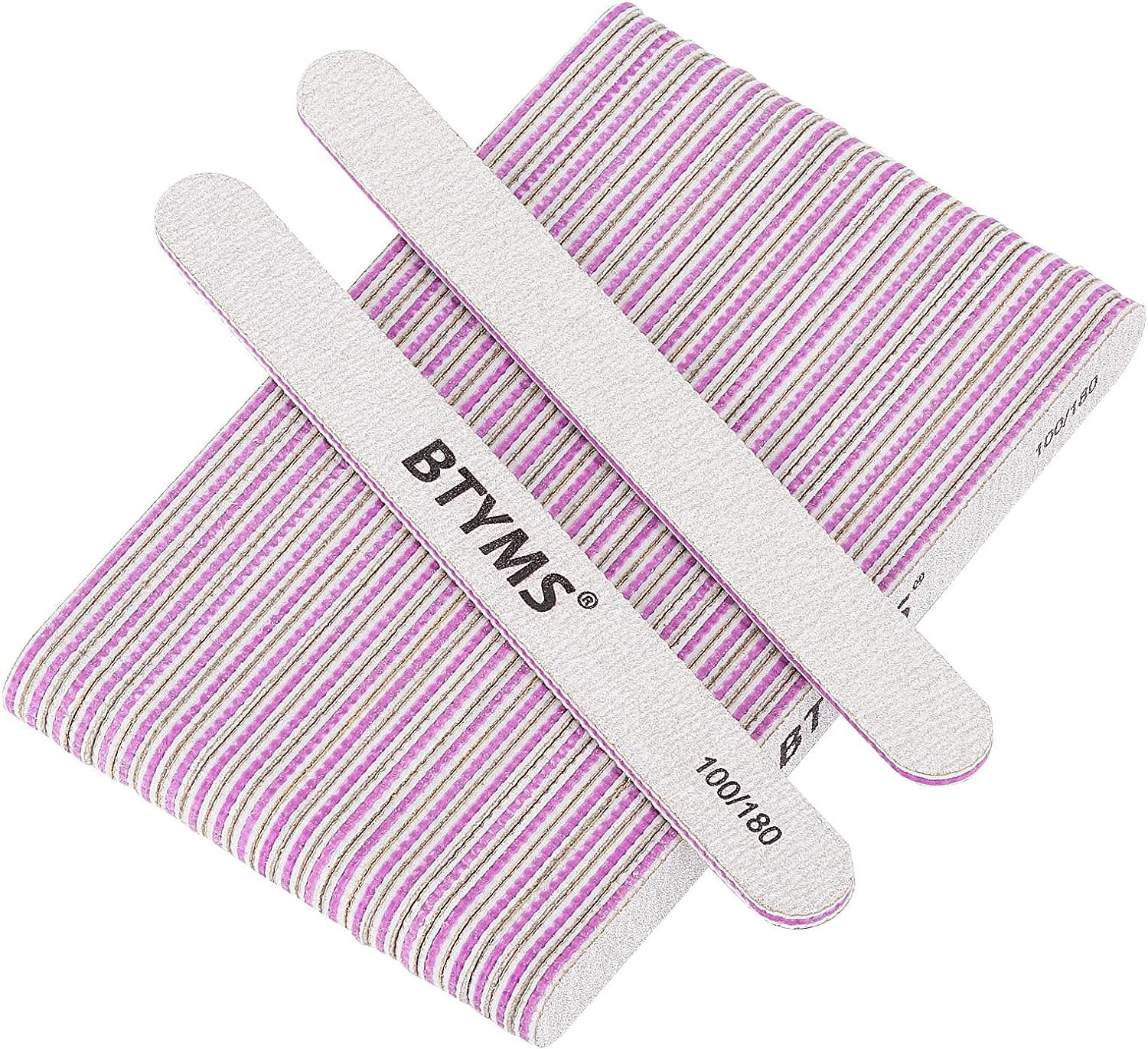 25Pcs Nail Files 100/180 Grit Double Sided Emery Board Nail Buffering Files for