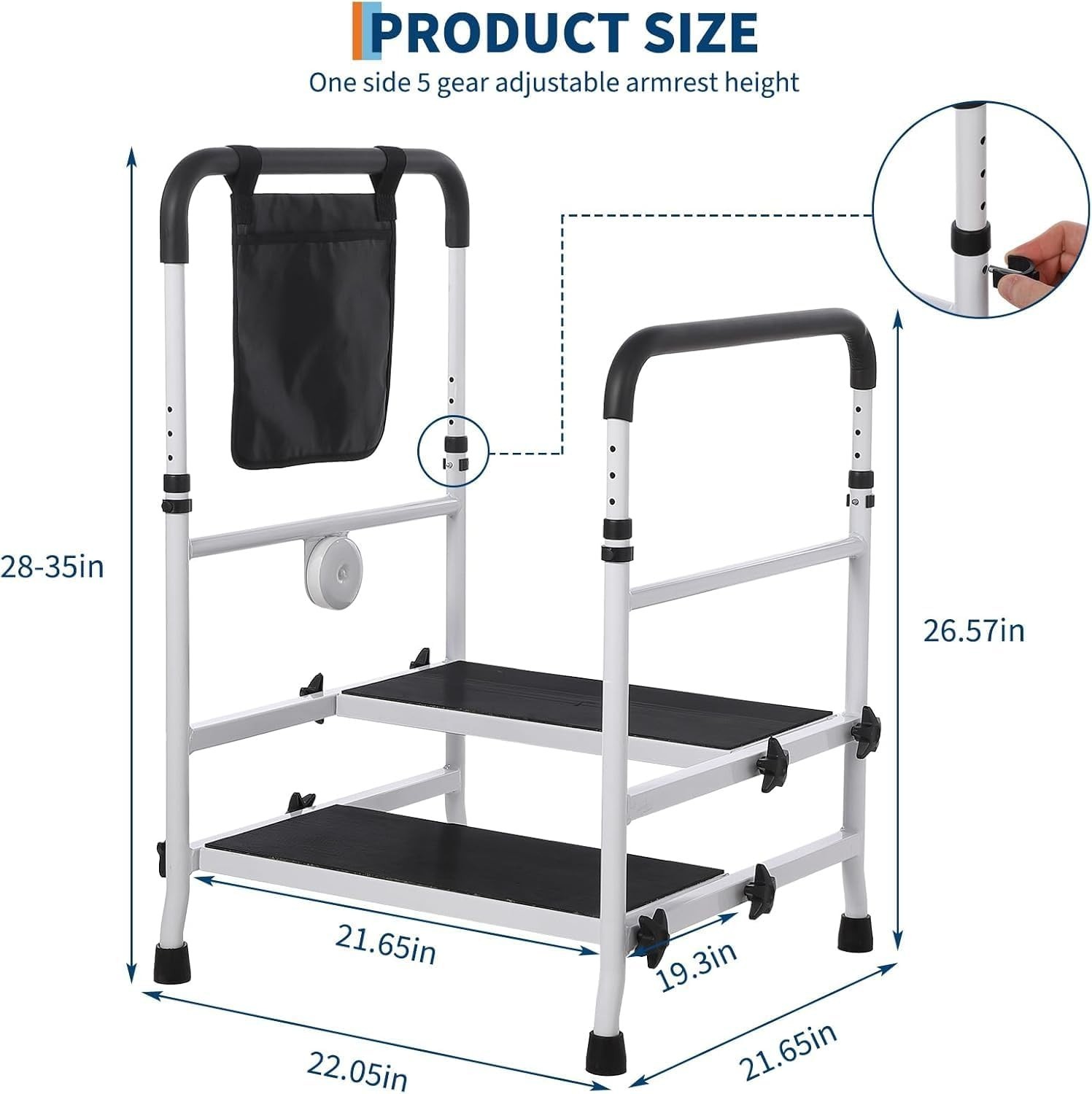 Step Stool Dual Handle Non-Skid Platform 450Lbs Capacity Height Adjust Seniors
