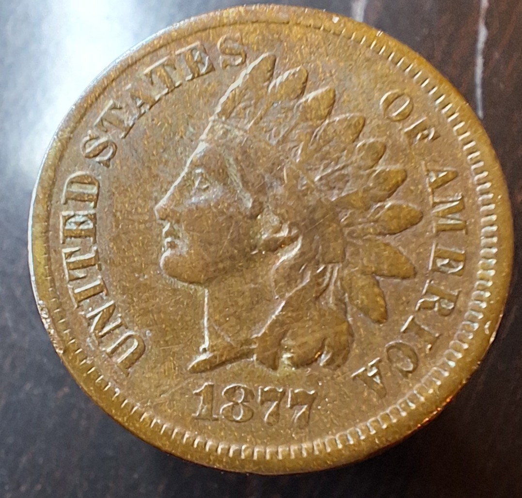 1877 Indian Head Cent VF Details Key Date Cleaned