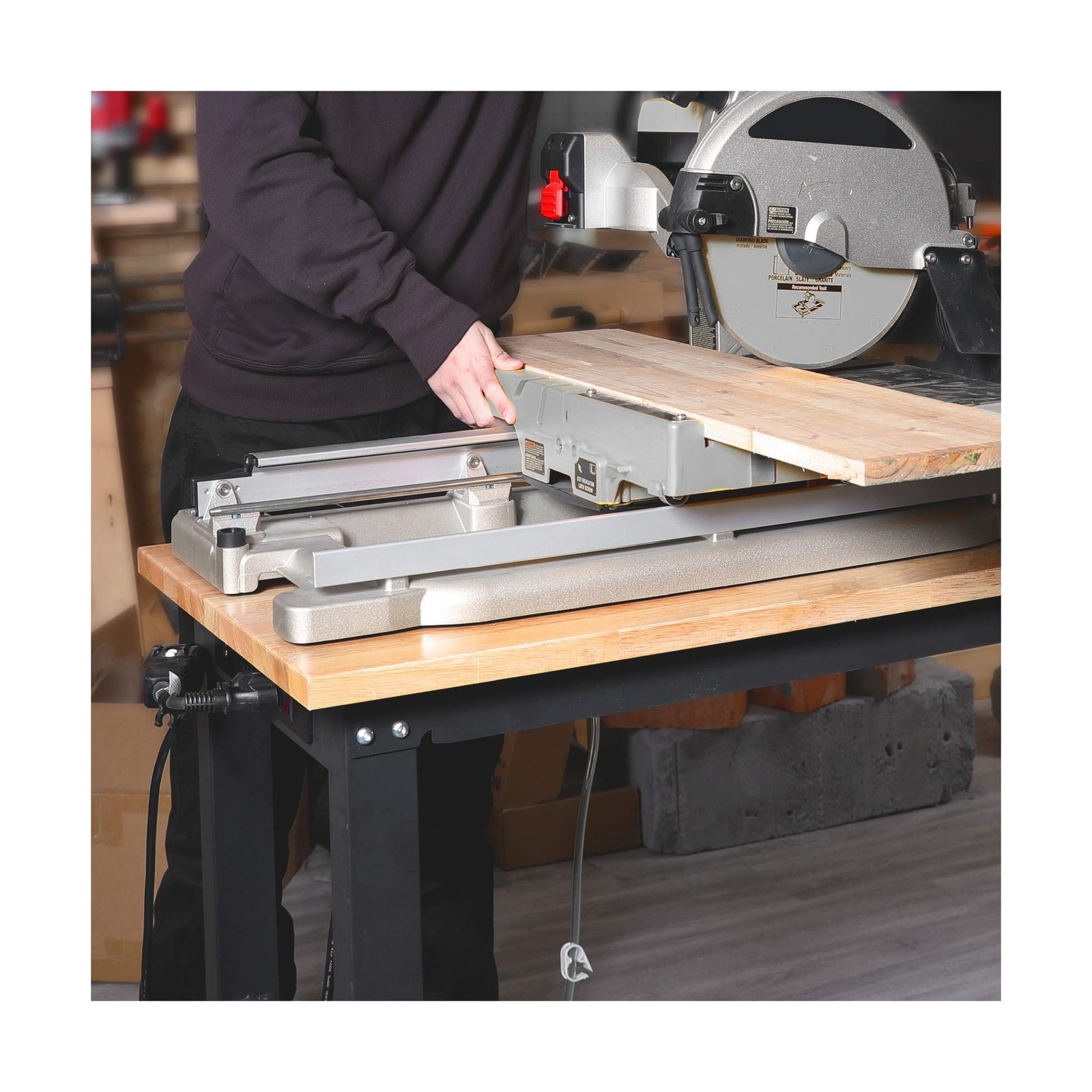WORKPRO 48" Adjustable Workbench, Rubber Wood Top Heavy-Duty Workstation, 200...