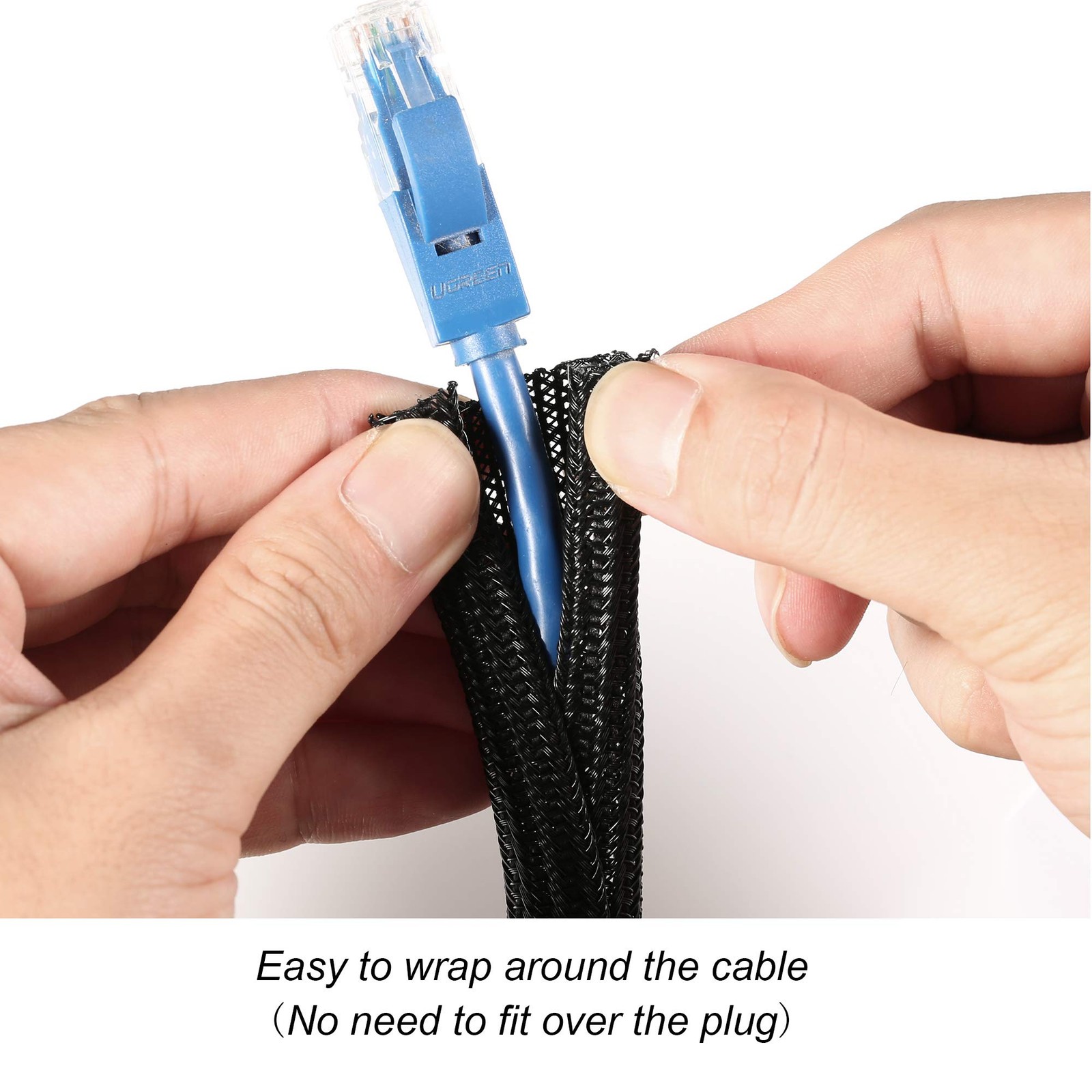 CrocSee 25ft 1/4in Braided Cable Sleeve - Self-Wrapping Split Loom Black