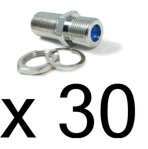 30 Pack F81 Coax Barrel w/ Hex Nut & Washer RG6 3GHz F Splice Female Connectors