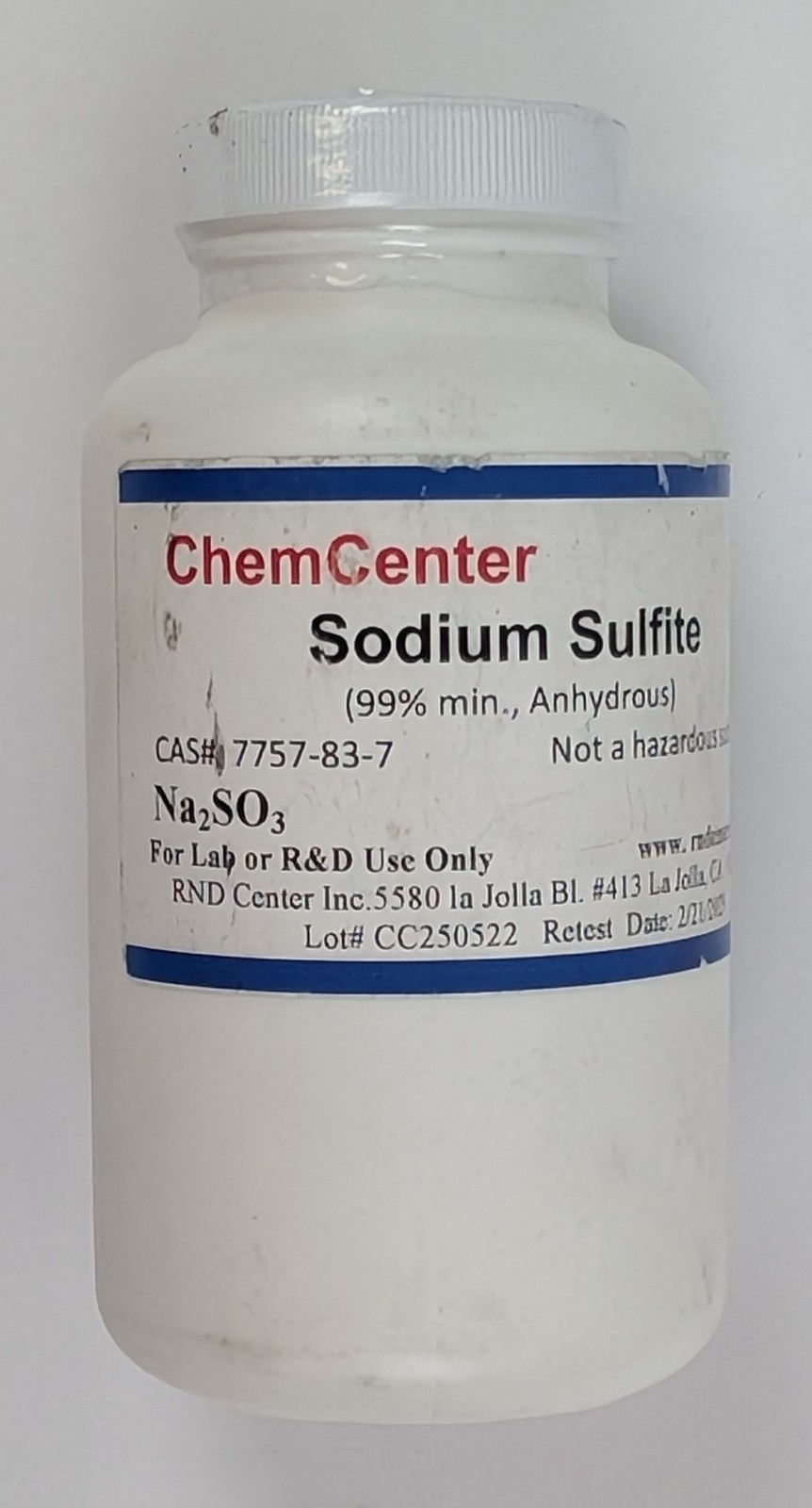 ChemCenter Sodium Sulfite Anhydrous 99% Min Powder 1 lb