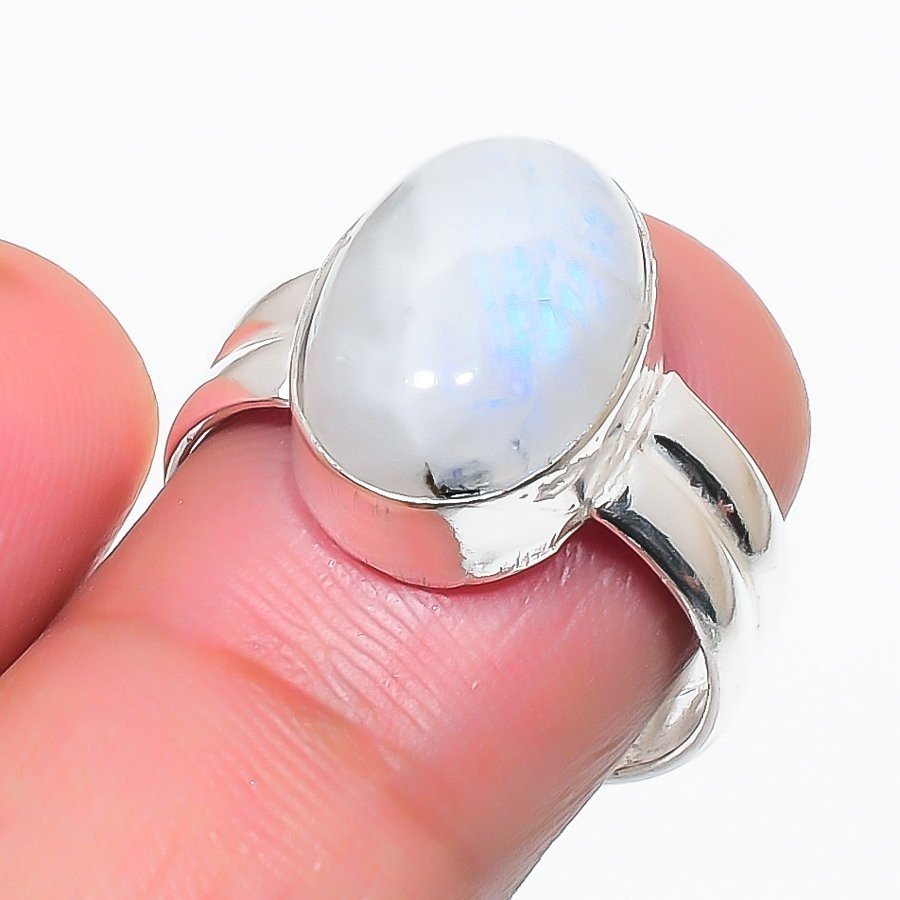 Rainbow Moonstone Gemstone 925 Sterling Silver Jewelry All Size Ring For Gift