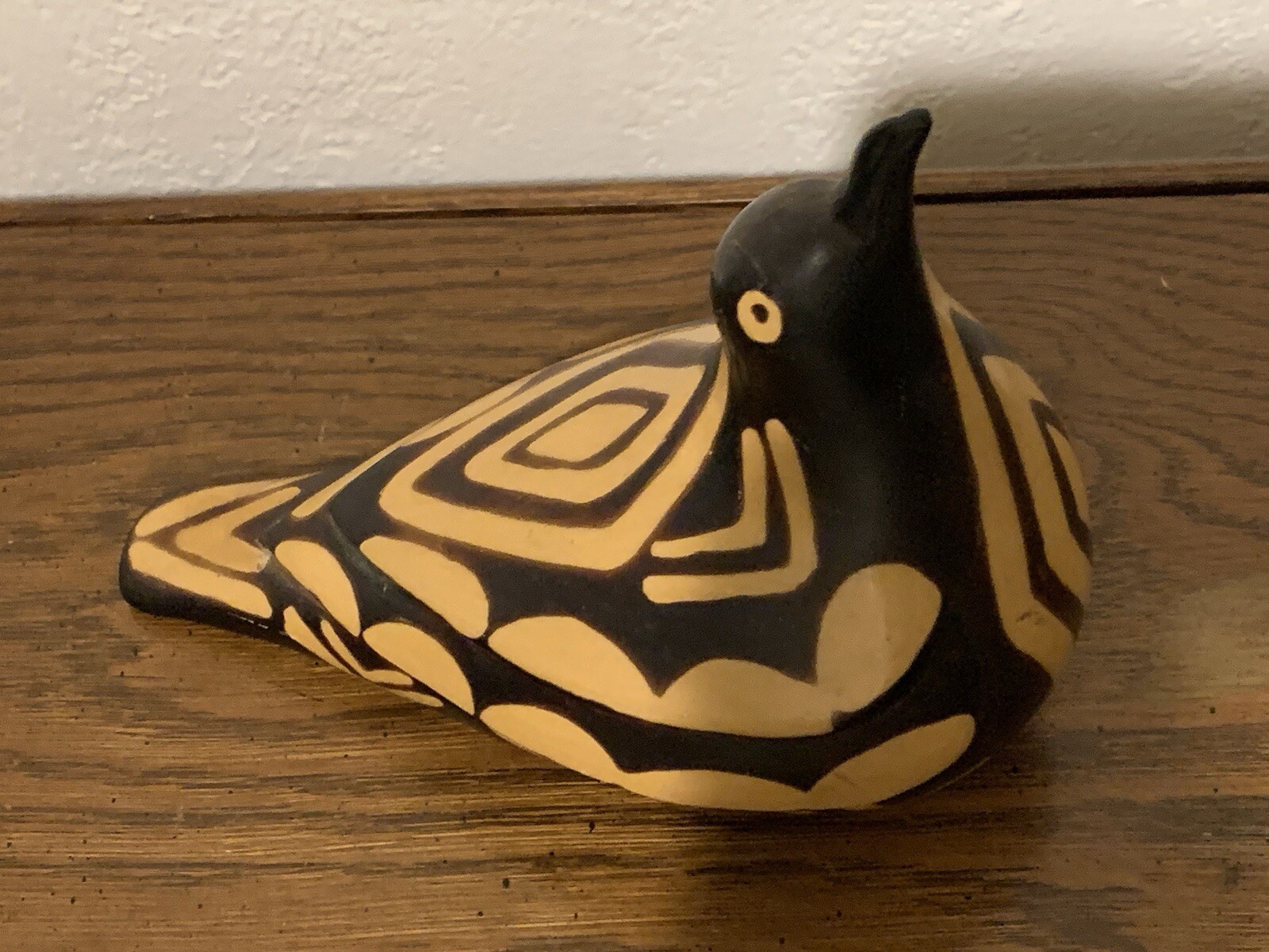 Peru Bird figure pottery signed piece 5 1/2” Long
