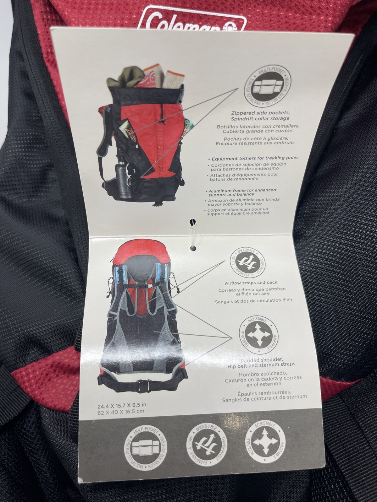 Coleman 20131028 Etesian Technical Backpack 45-Liter Red New