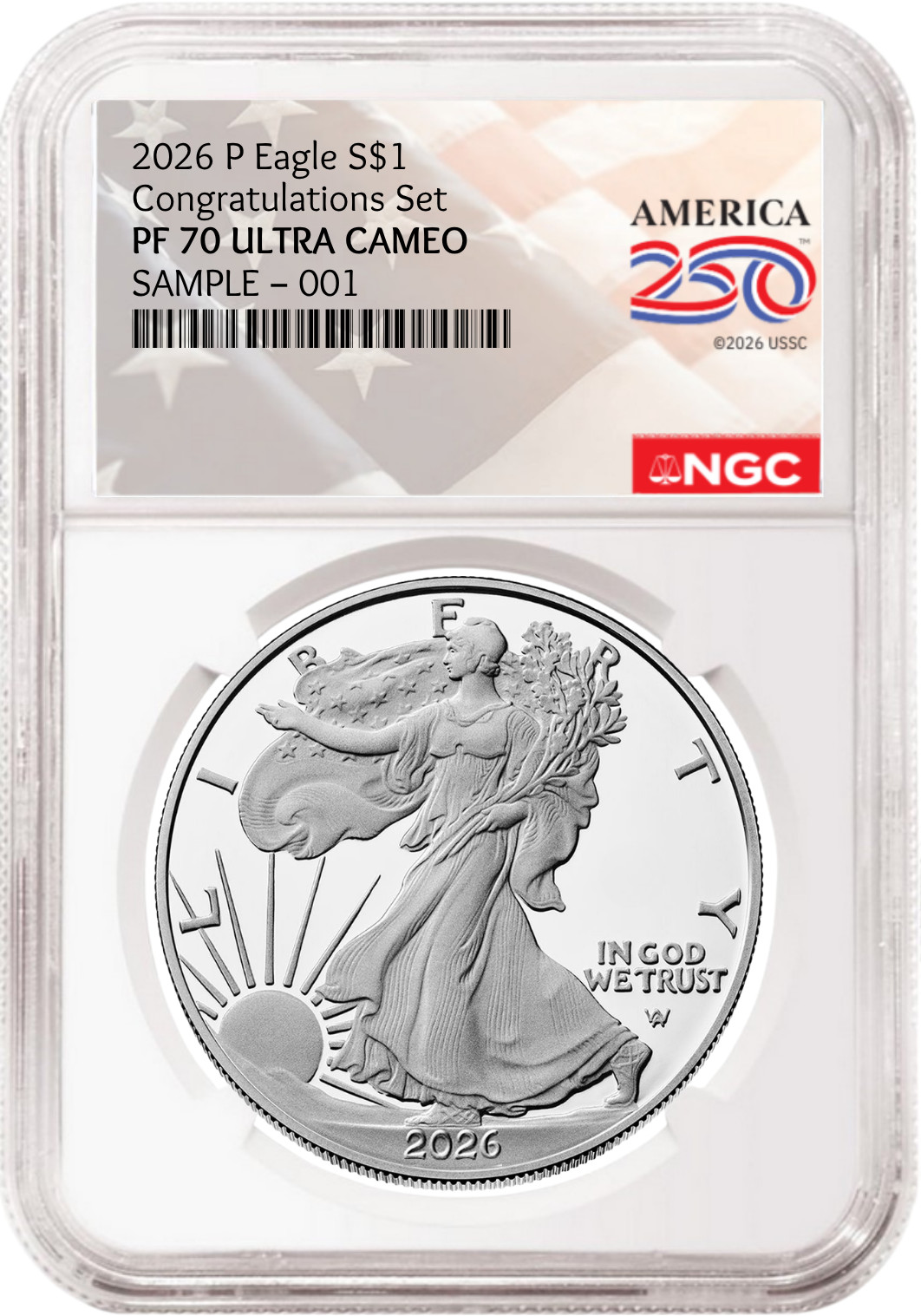 2026 P Congratulations Set Proof Silver Eagle NGC PF 70 250 Flag