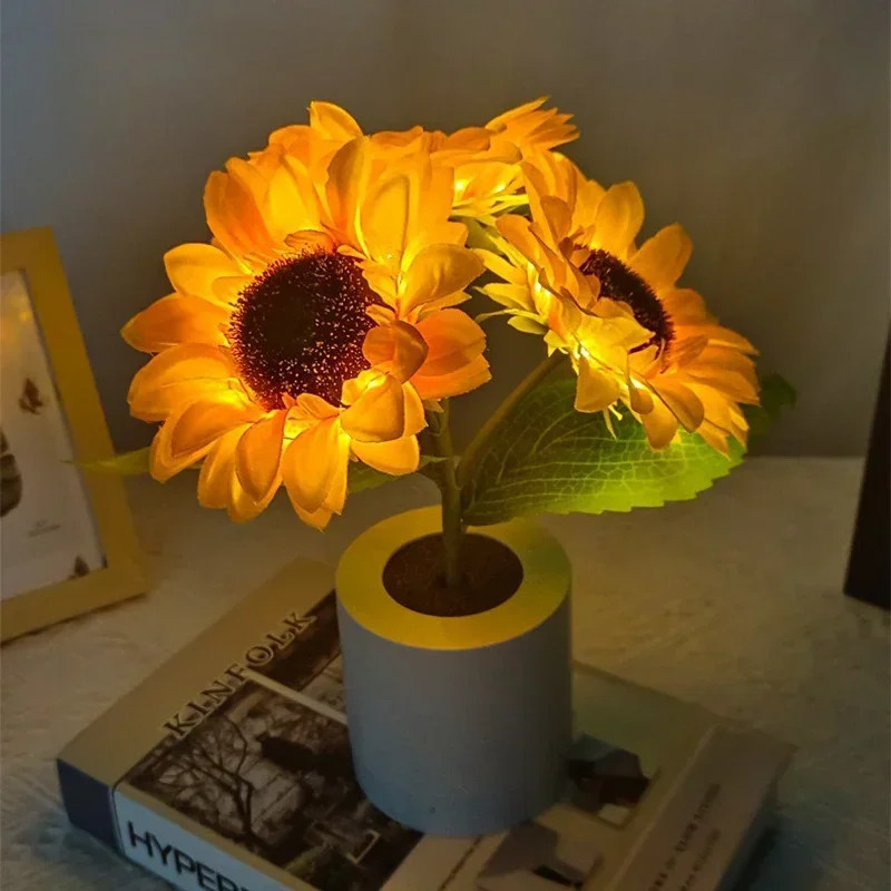 3 LED Night Light Rechargeable Sunflower Lights Interior Lighting Bedroom