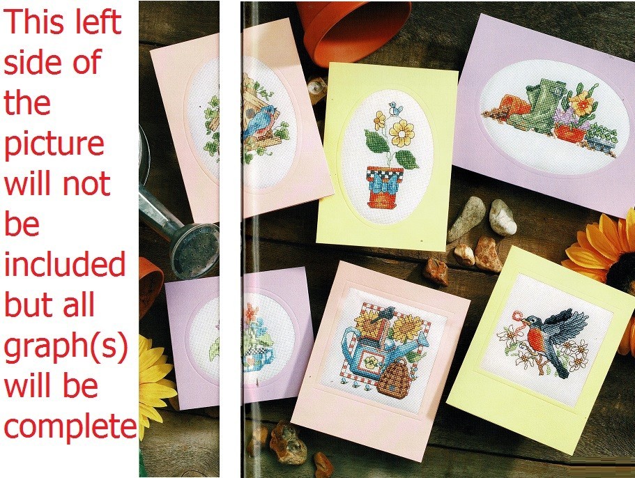 6 GARDEN CARDS  CROSS  STITCH PATTERN  ONLY   ALS   RPB