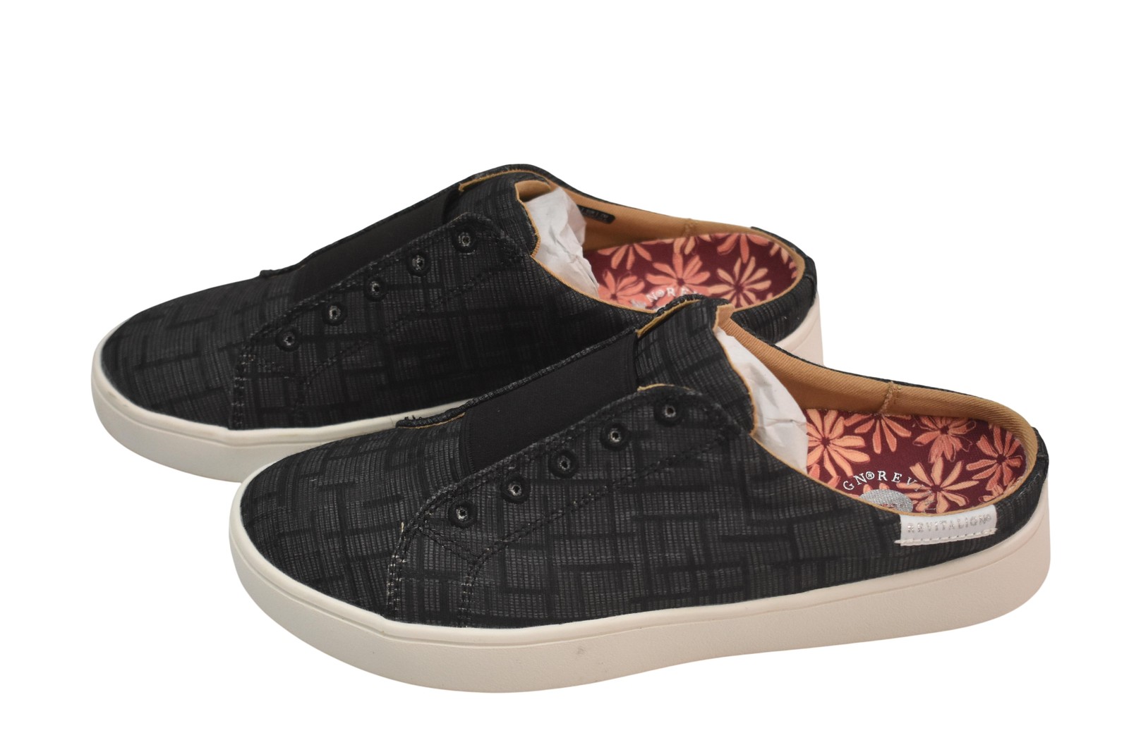 Revitalign Harmony Petal Shoes Womens Size 7B Black Mule Slip On Comfort Casual