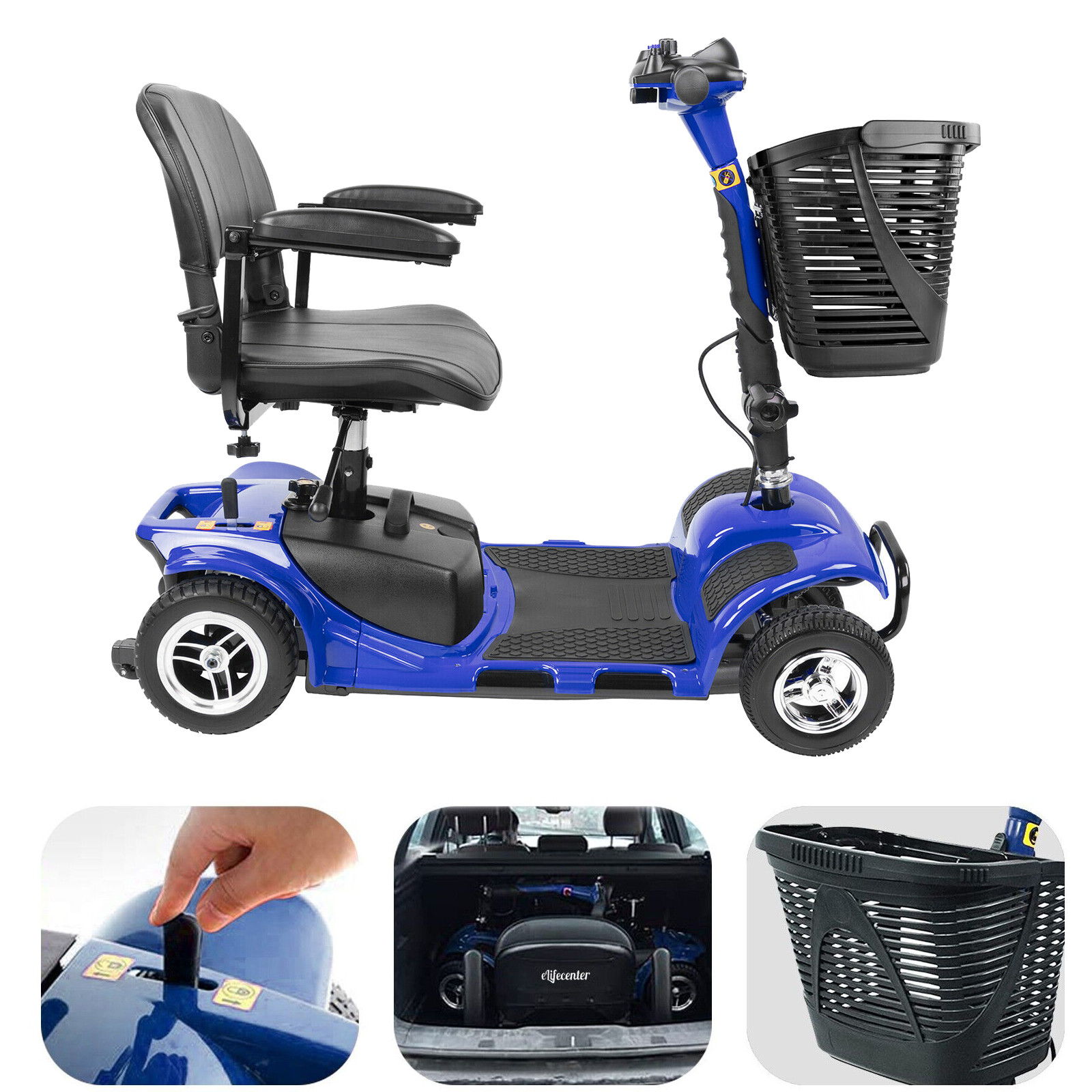 4 Wheel Power Mobility Scooter Heavy Duty Travel Wheel Chair Electric with Light