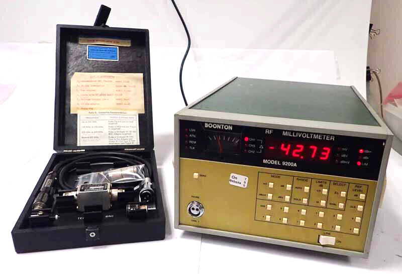 BOONTON 9200A RF MILLIVOLTMETER OPTION 01A-03 w/RF PROBE 91-12F, BNC ADPT & MORE