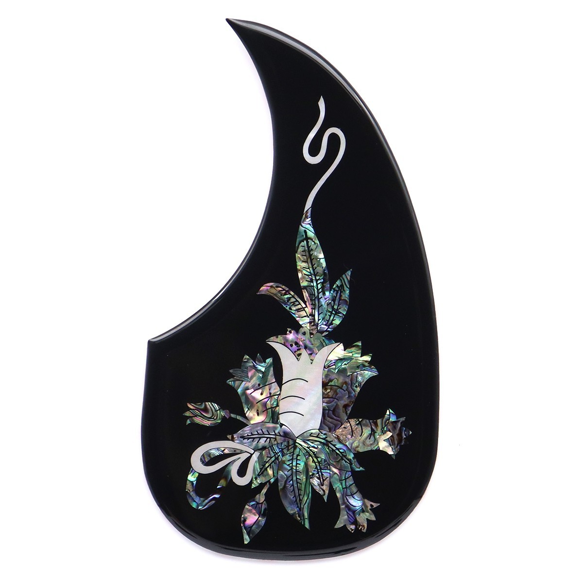 Self-adhesive Acoustic Guitar Pickguard for Martin Style Black Abalone Flower
