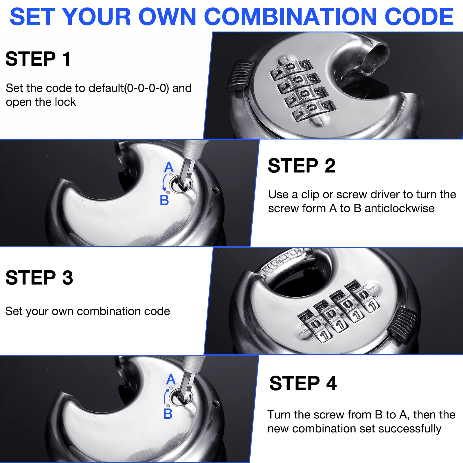 Maitys 10 Pack 4 Digit Combination Locks Stainless Steel Code Disc Lock Combo