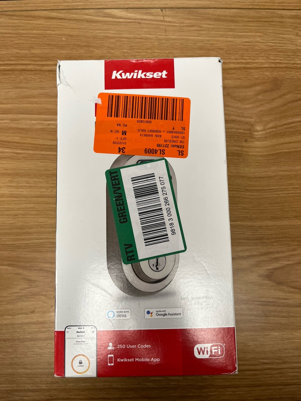 Kwikset 99380-001 Halo Wi-Fi Smart Electronic Keypad Deadbolt - Satin Nickel