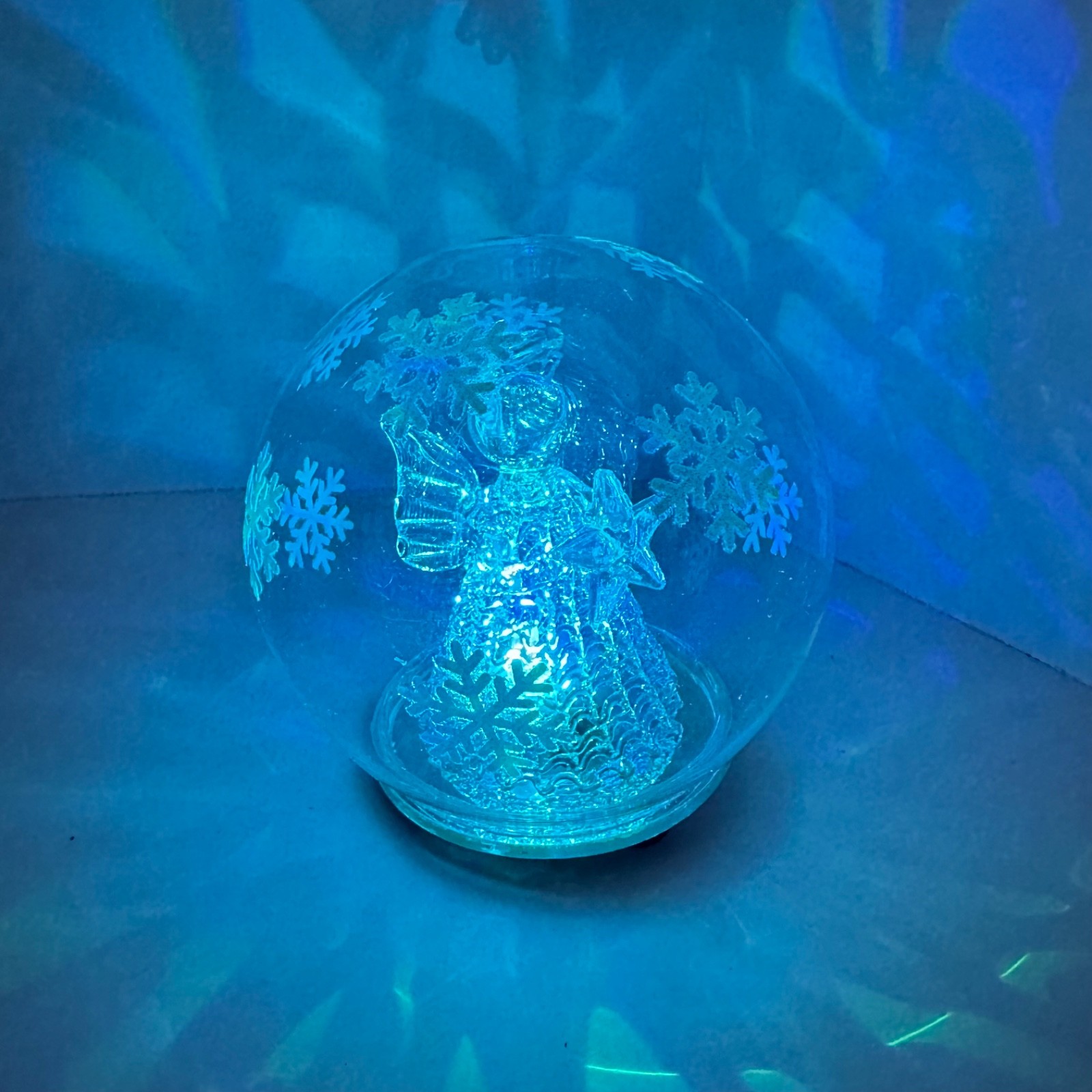 Glass Globe Color Changing LED 5” Spun Glass Angel Battery Power