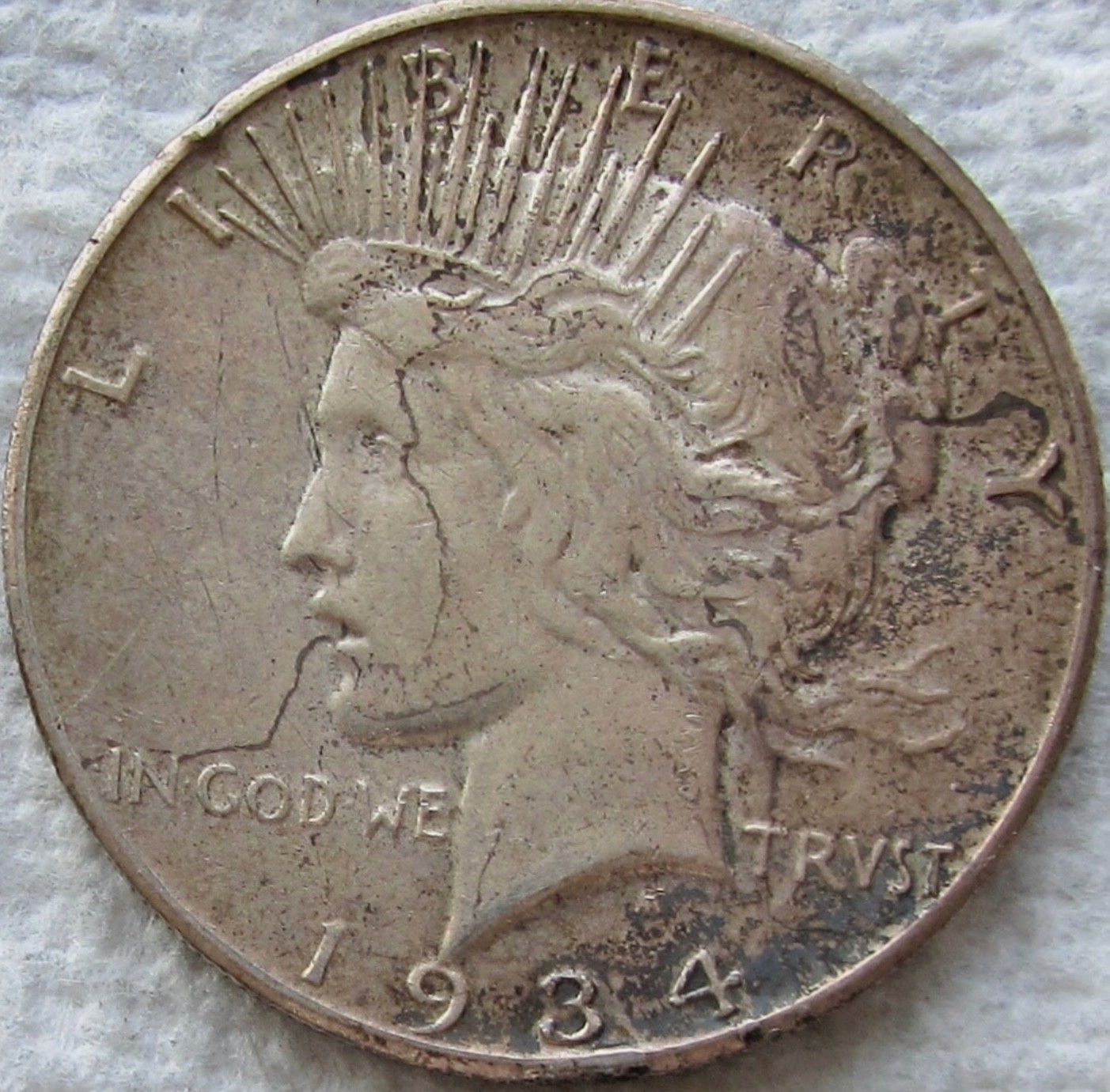 1934-S TONED Peace Dollar Nice