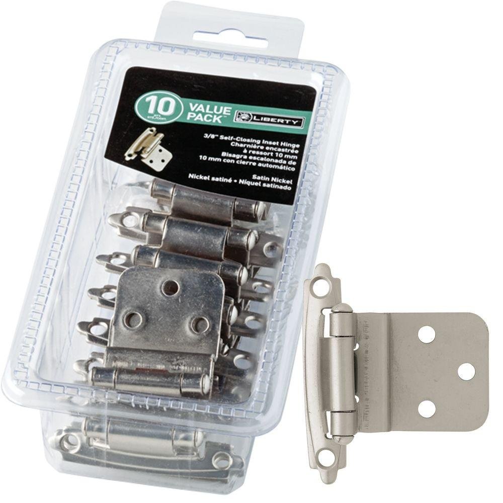 Liberty H0104AL-SN-U1 3/8-Inch Self-Closing Inset Hinge, 10-Pack