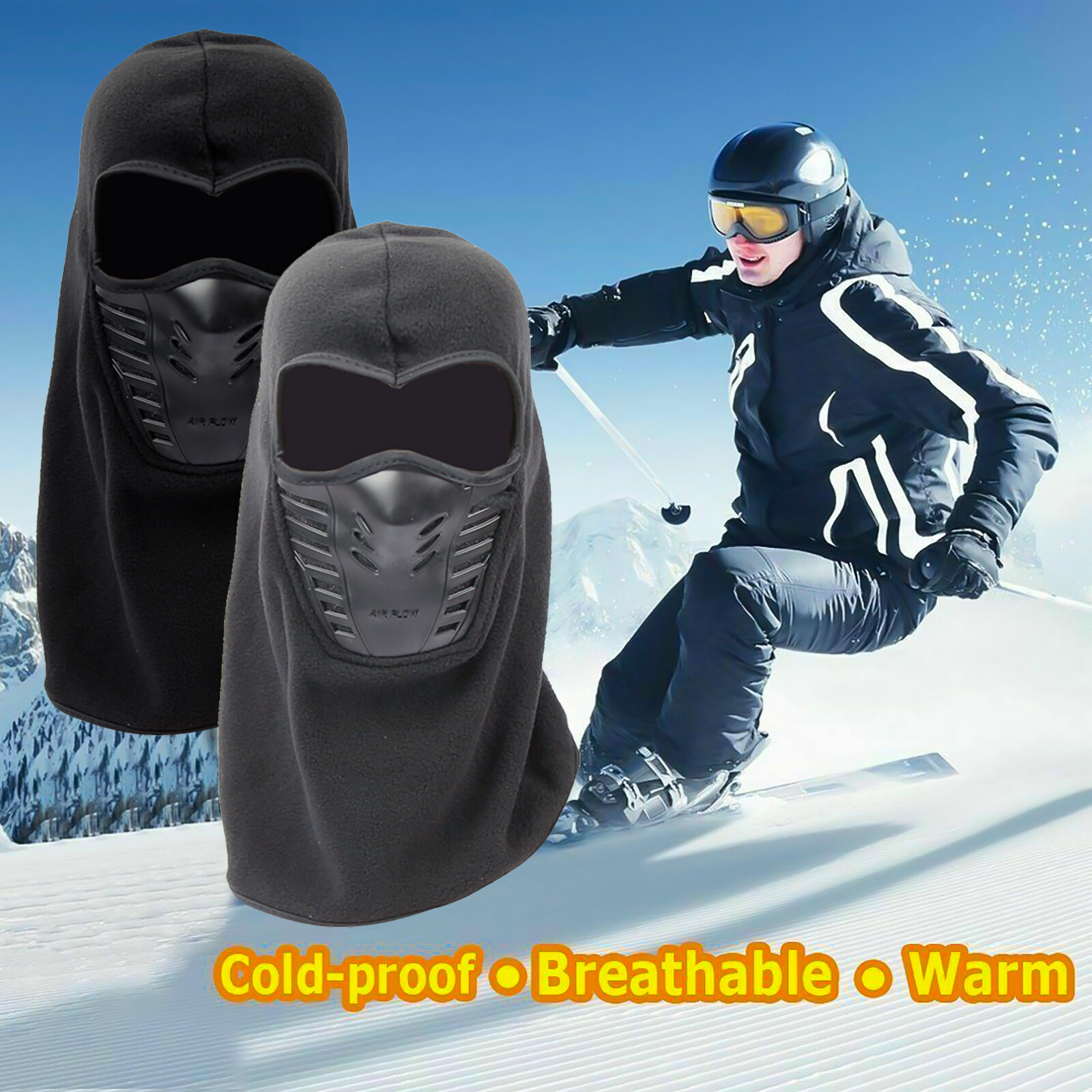 Balaclava Ski Full Face Mask Windproof Fleece Neck Winter Warm for  Cold Weather