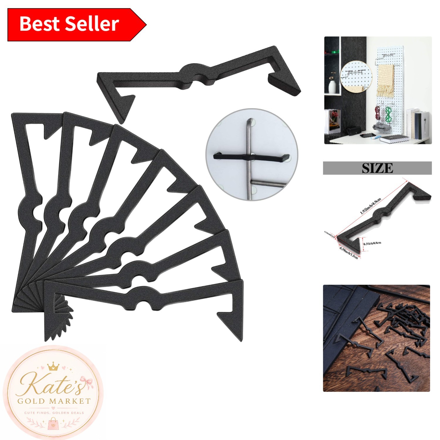 Set of 50 Black Pegboard Clips for Anti-Wobble Hook Security - Easy Installation