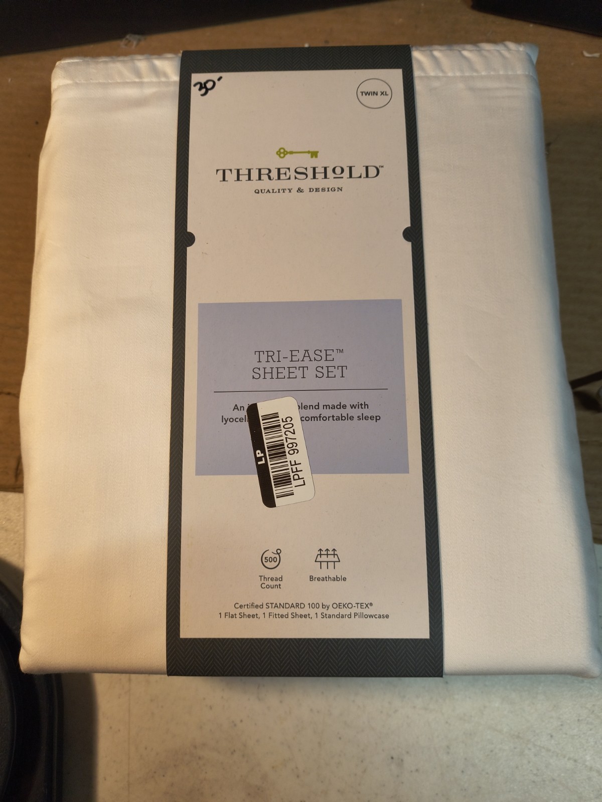 Threshold  Twin/XL  Size 500 TC Tri-Ease 3PC Sheet Set White (3)