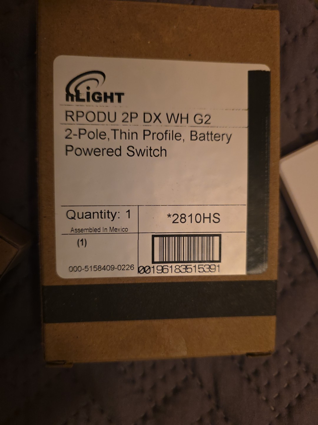 Acuity Controls RPODU Wireless Wall Switch 2P WH-G2 nLight