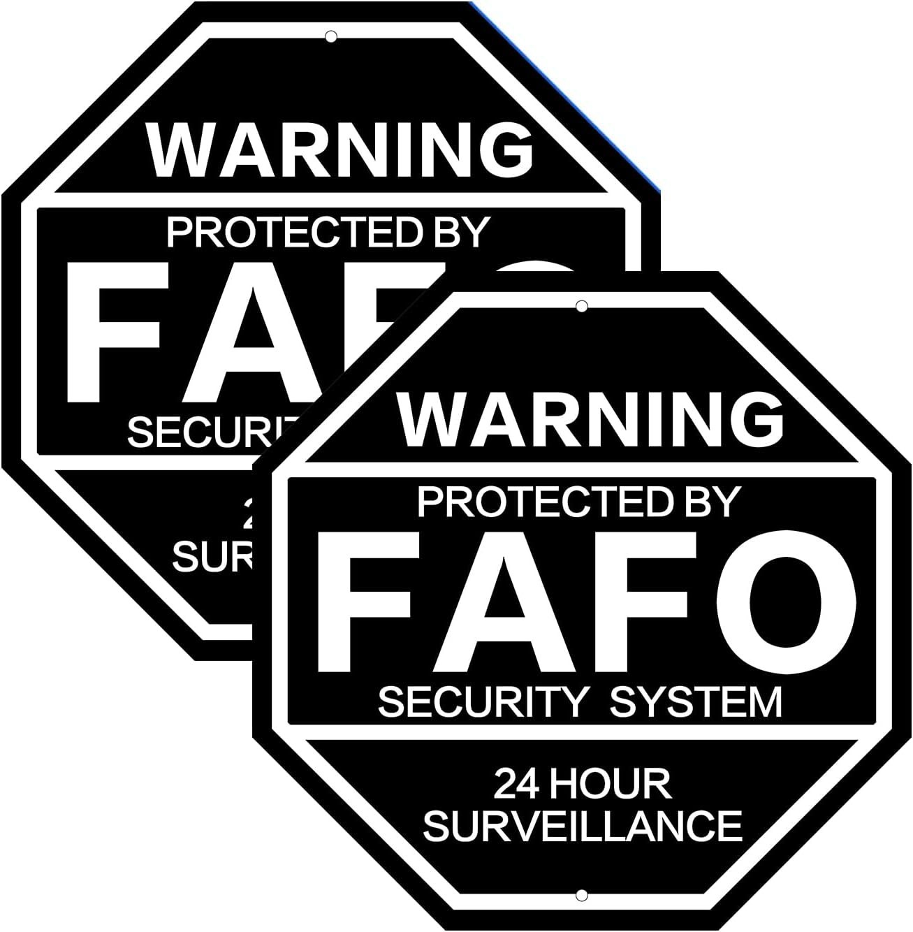 2Pack 10'' x 10'' Protected by FAFO Reflective Funny Security Sign, Weather-Resi